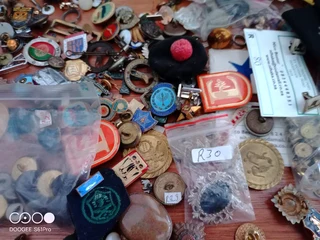 Medals, badges, buttons, coins, etc