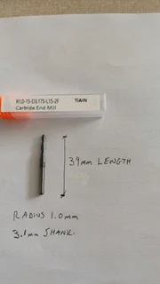 CNC End Mill Tapered- 1.0mm End /39mm