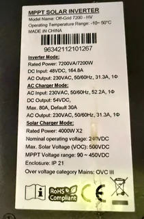 7.2kVA Enersoloff-grid Inverter &amp; 48V Lithium battery