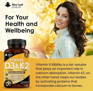 New Leaf Vitamin D3 &amp; K2 4000iu 12 Months Supply