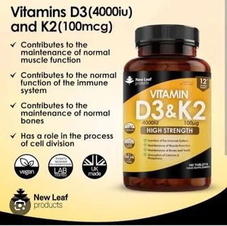 New Leaf Vitamin D3 &amp; K2 4000iu 12 Months Supply