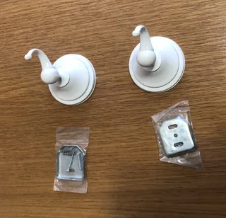 2 x White robe hooks Brand new never used