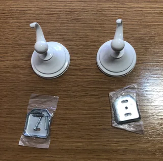 2 x White robe hooks Brand new never used