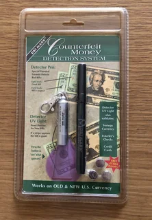 Counterfeit Money detection system Includes Pen and UV Light