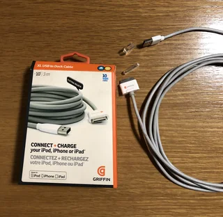 Original 3 m cable for: iPhone 4, iPod  touch, iPod classic, iPod nano, iPad