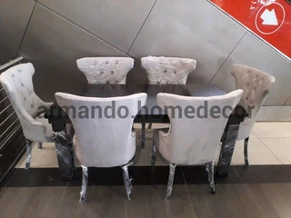 New grey velvet dining chairs set