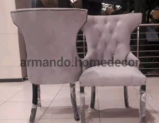 New grey velvet dining chairs set