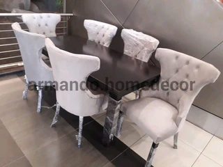 New grey velvet dining chairs set