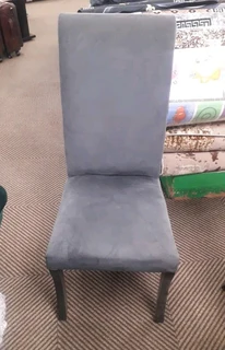 New grey velvet high back dining chairs