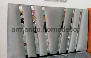 New grey velvet mirror headboard