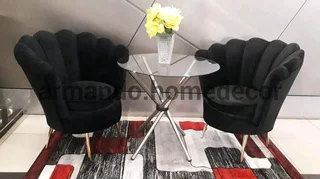 Black velvet 2 seater dining set