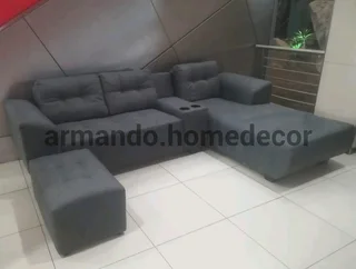 New dark grey fabric sofa