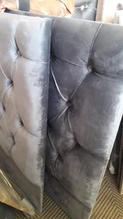 Dark grey velvet headboard with buttons