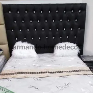 New black pleather headboard with crystal buttons
