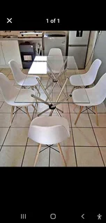 6 seater white dining set