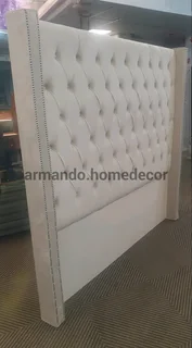 New cream velvet padded headboard with wings