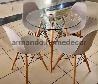 New 4 seater dining set with glass table