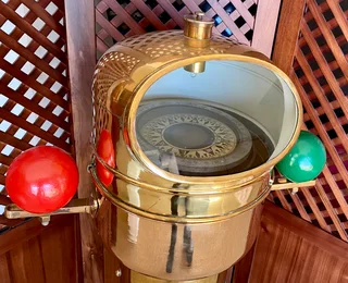Brass binnacle - with compass intact
