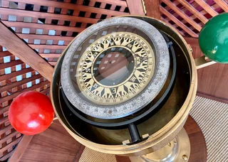 Brass binnacle - with compass intact