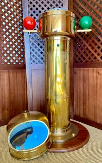 Ships original brass binnacle with compass