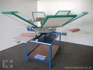 Six Colour 4-station Silkscreen Carousel Screen Printer with Screens and Squeegees Training T-shirt