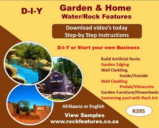 DIY: Garden and Home Rock/Water Features...Stap-vir-Stap instruksies. Download videos Today!.