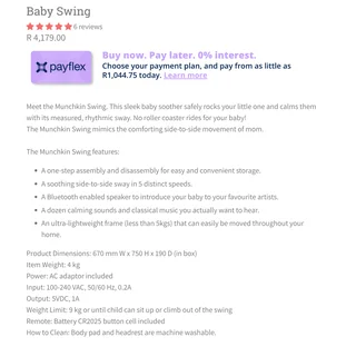 Munchkin Electronic Baby Swing - Perfect Condition