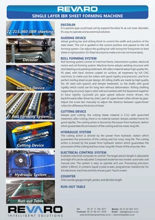 Roll formers by Revaro to produce IBR and or corrugated iron sheets