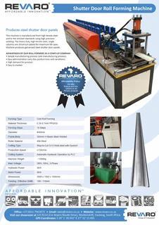 Roll formers by Revaro to produce IBR and or corrugated iron sheets