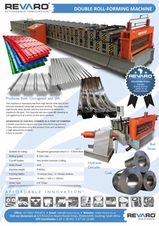Roll formers by Revaro to produce IBR and or corrugated iron sheets