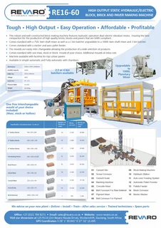Revar RE16-60 Fully Automatic static brick making machine with stacker and independent packer