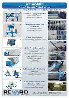 Lintel 110x7, 140x70 and slab150, 180, 200, 250x600 production by Revaro pushformer