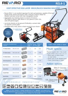 Brick and Block making machines Egg layers and static