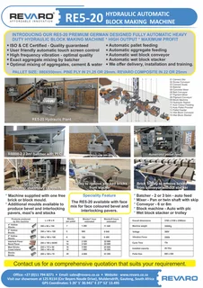 Revaro RE Range of brick making machines High output Affordable an very profitable
