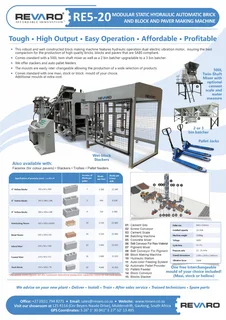 Revaro RE range of brick making machines are designed in Germany and produced in China Affordable