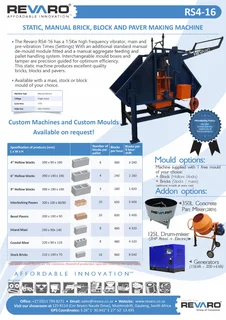 Revaro New RS4-16 static block making machine 220 volts vibration