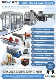 Range of brick, lintel, roof tile, corrugated iron and kerb machines