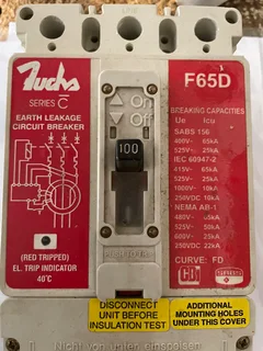 100 Amp 3 phase earth leakage trip switch