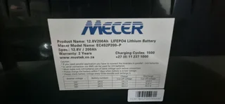 Mecer 1KVA Solar Inverter &amp; Mecer 200Ah LIFEPO Lithium Battery