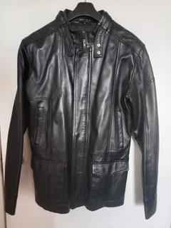 Black male geniune leather jacket for sale!