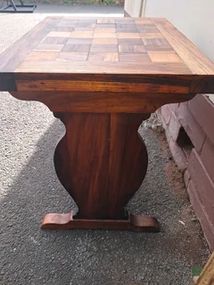 Handcrafted checkered solid wood side table