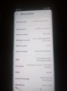 HUAWEI mate 50 pro...8Gb Ram 256Gb internal memory