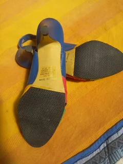 Shoes  Multicolour Leather 80's, Vintage Heel. Red, Navy, Green And Yellow