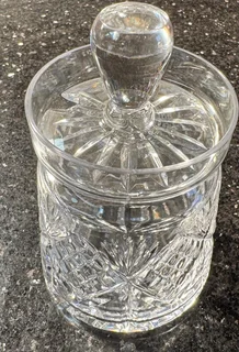 Vintage Hand Cut Derwent Lead Crystal Jam/ Marmalade Lidded Jar
