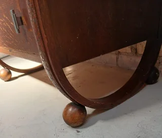 Art Deco tiger oak tall boy cupboard, chest of drawers.