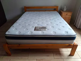 Queen Extra Length bed frame and mattress