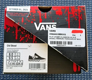 VANS OLD SKOOL CLASSIC UK7 (UNISEX) THE EXORCIST-BOO (TERROR) LIMITED COLLECTORS EDITION