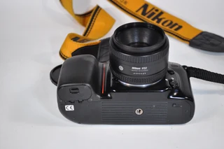 Nikon F50 film camera with an AF Nikkor D 50mm D1.8 lens