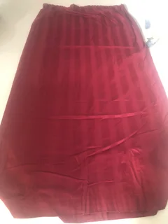 off red lined curtains