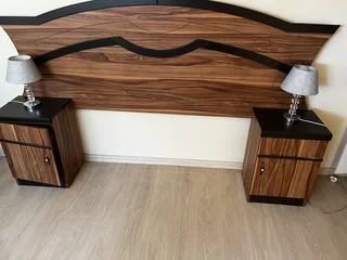 Bedroom suite with headboard and dressing, table and stool